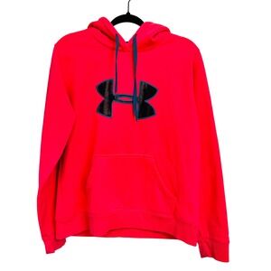 Under Armour UA Storm Womens Large Logo Pullover Hoodie Neon Pink
